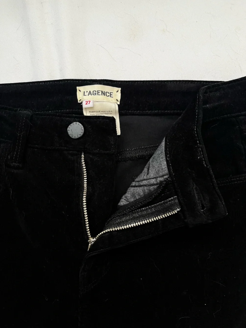 L'AGENCE Marguerite High Rise Skinny Velvet Noir Black Jeans 27 - Picture 13 of 15